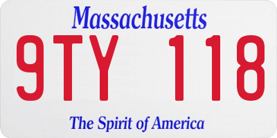 MA license plate 9TY118