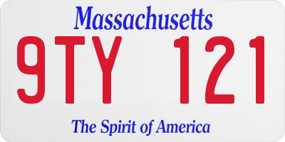 MA license plate 9TY121
