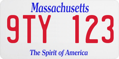 MA license plate 9TY123