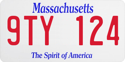 MA license plate 9TY124