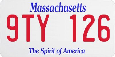 MA license plate 9TY126