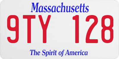 MA license plate 9TY128