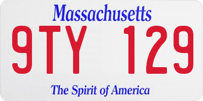 MA license plate 9TY129