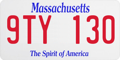 MA license plate 9TY130