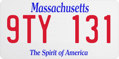 MA license plate 9TY131