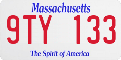 MA license plate 9TY133