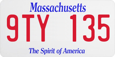 MA license plate 9TY135