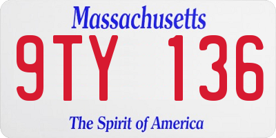 MA license plate 9TY136