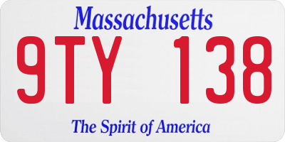 MA license plate 9TY138