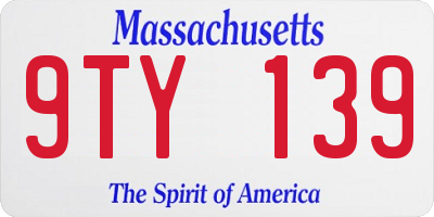 MA license plate 9TY139