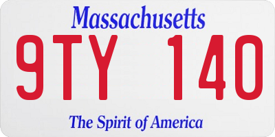 MA license plate 9TY140