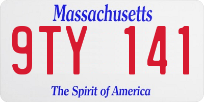 MA license plate 9TY141