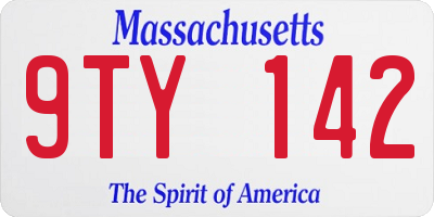 MA license plate 9TY142