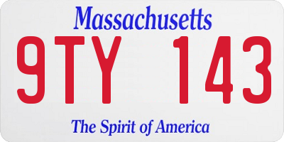 MA license plate 9TY143