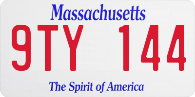 MA license plate 9TY144