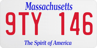 MA license plate 9TY146
