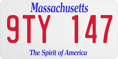 MA license plate 9TY147