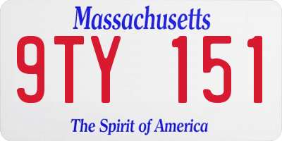 MA license plate 9TY151