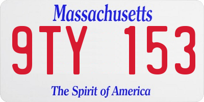 MA license plate 9TY153