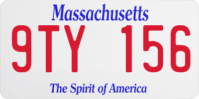 MA license plate 9TY156