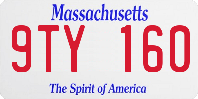 MA license plate 9TY160