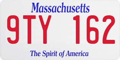 MA license plate 9TY162