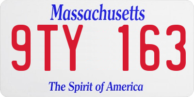 MA license plate 9TY163