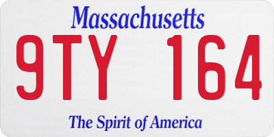 MA license plate 9TY164