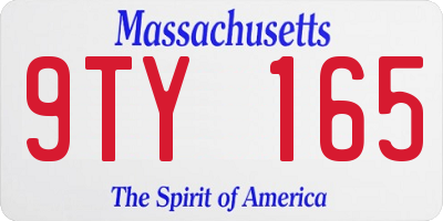 MA license plate 9TY165