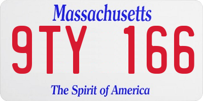 MA license plate 9TY166