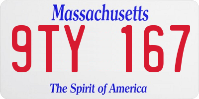 MA license plate 9TY167