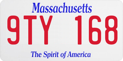 MA license plate 9TY168