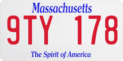 MA license plate 9TY178