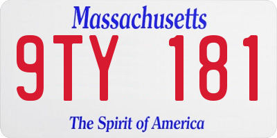 MA license plate 9TY181