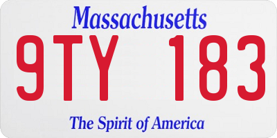 MA license plate 9TY183