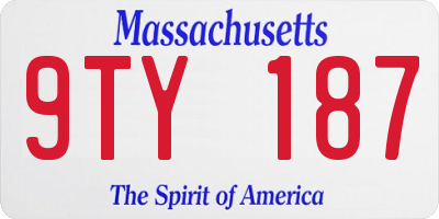 MA license plate 9TY187