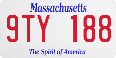 MA license plate 9TY188