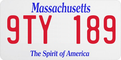 MA license plate 9TY189
