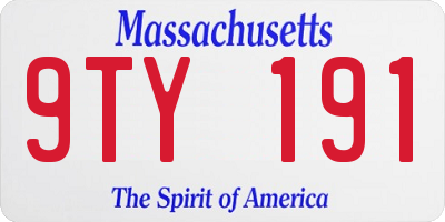 MA license plate 9TY191