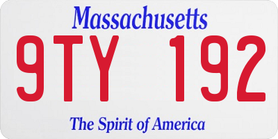 MA license plate 9TY192