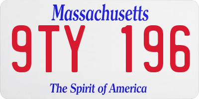 MA license plate 9TY196