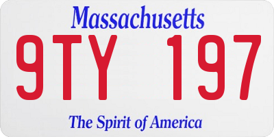 MA license plate 9TY197