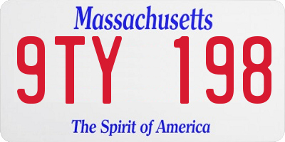 MA license plate 9TY198