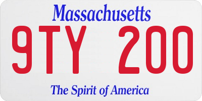 MA license plate 9TY200
