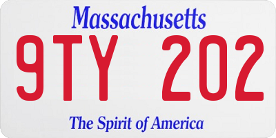 MA license plate 9TY202