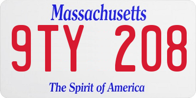 MA license plate 9TY208