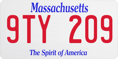 MA license plate 9TY209