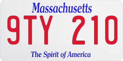 MA license plate 9TY210