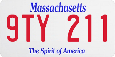 MA license plate 9TY211