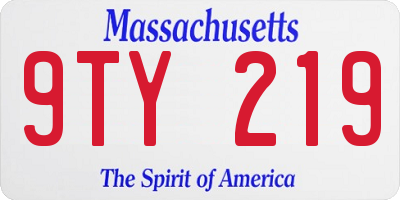 MA license plate 9TY219